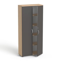 Szafa biurowa 80 cm SV-01 konfigurator (Korpus: Dąb Amber; Drzwi: Grafit; Nóżki + uchwyty: metal/plastik)