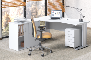 Biały mini zestaw mebli do biura i domu