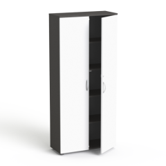 Szafa biurowa 80 cm SV-01 konfigurator (Korpus: Grafit; Drzwi: Biały; Nóżki + uchwyty: metal/plastik)