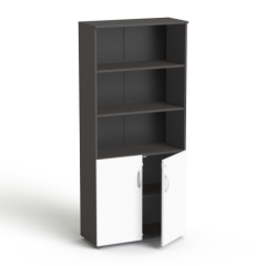 Szafa na segregatory SV-04 konfigurator (Korpus: Grafit; Drzwi: Biały; Nóżki + uchwyty: metal/plastik)