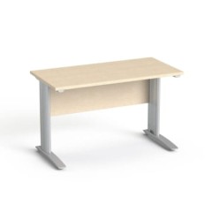 Biurko do gabinetu noga PREMIUM  - konfigurator (Długość: 120 cm; Kształt blatu: proste; Blat + blenda: Brzoza Polarna)