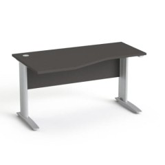 Biurko do gabinetu noga PREMIUM  - konfigurator (Długość: 140 cm; Kształt blatu: profilowane lewe; Blat + blenda: Grafit)