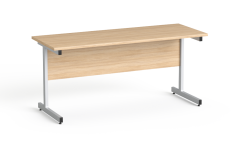 Biurko do biura - noga metalowa - konfigurator (Długość: 160 cm; Kształt blatu: proste; Blat + blenda: Dąb Amber)